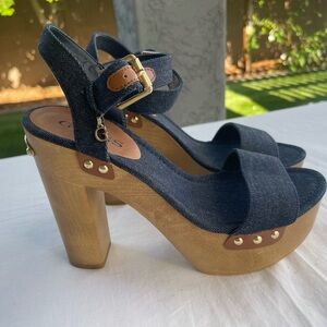 Guess Denim Platform Sandals, Women’s Size 8.5